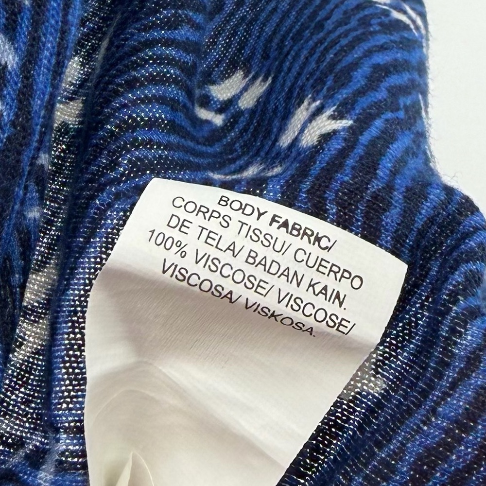 Lucky Brand Blue and Cream Boho Print Split Neck Long Sleeve Top, Women's Large - Picture 6 of 6